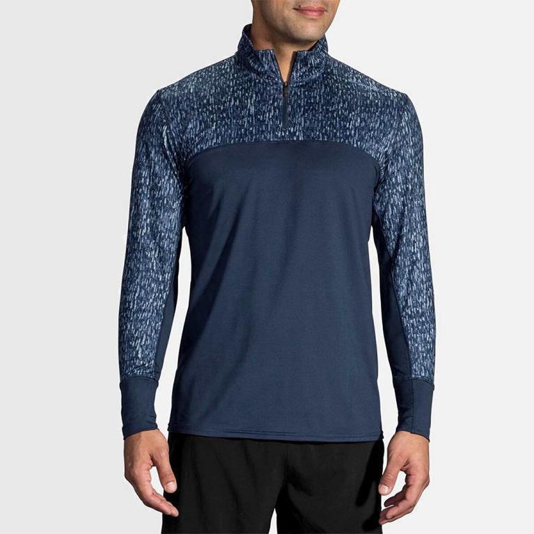 Brooks Dash Half Zip Men's Running Jackets UK Outlet - Blue (DWRAP8549)